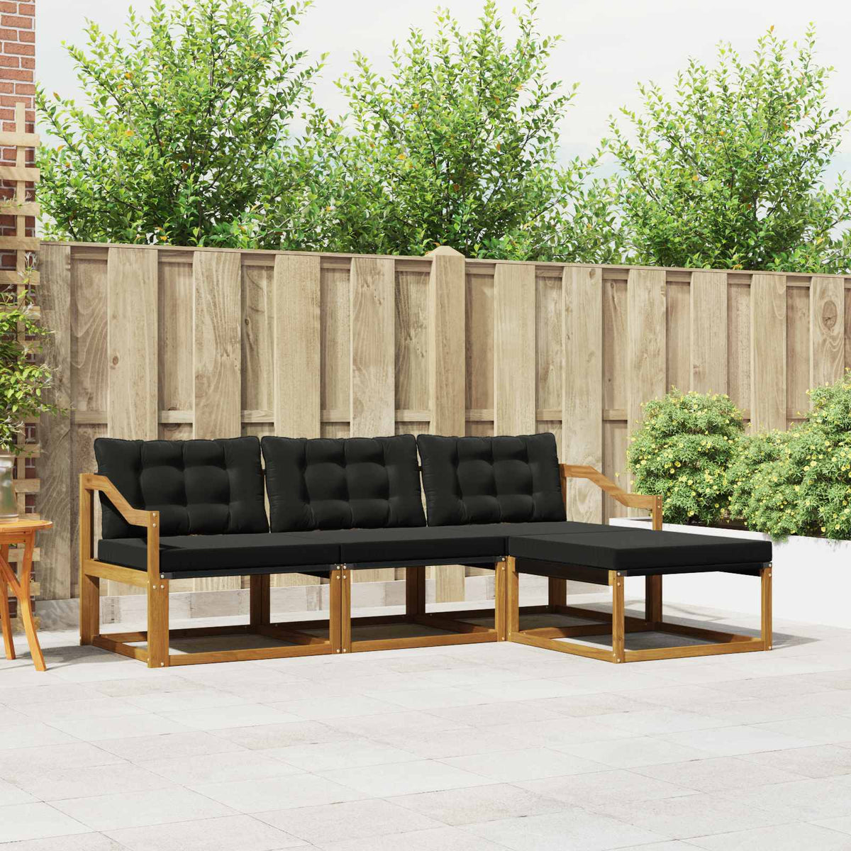 vidaXL Outdoor Sofa Set with Cushions 4 pcs Natural and Black