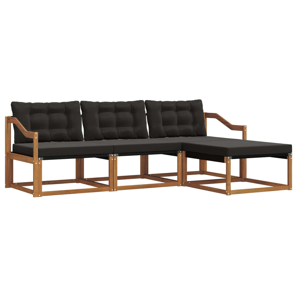 vidaXL Outdoor Sofa Set with Cushions 4 pcs Natural and Black