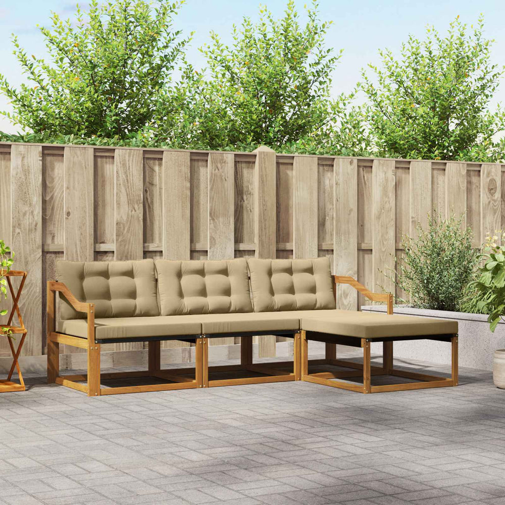 vidaXL Outdoor Sofa Set with Cushions 4 pcs Natural and Beige