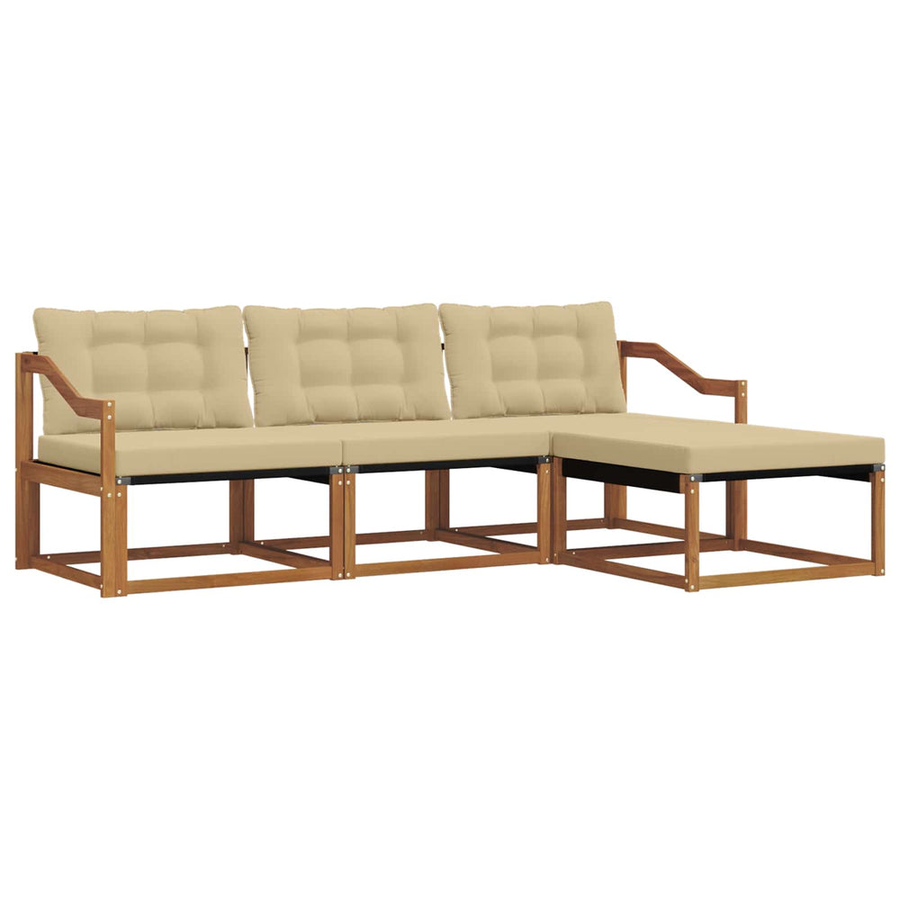 vidaXL Outdoor Sofa Set with Cushions 4 pcs Natural and Beige