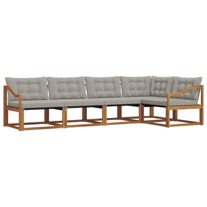 vidaXL Outdoor Sofa Set with Cushions 5 pcs Natural and Light Grey
