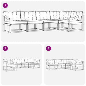 vidaXL Outdoor Sofa Set with Cushions 5 pcs Natural and Light Grey