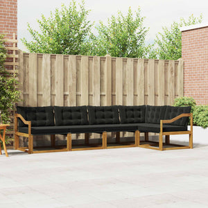 vidaXL 5-Piece Outdoor Sofa Set with Cushions Natural and Black