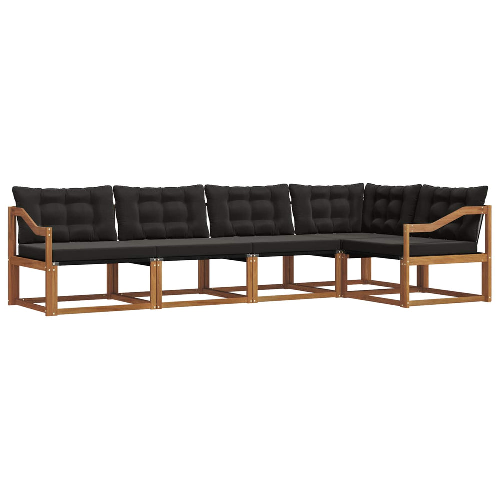 vidaXL 5-Piece Outdoor Sofa Set with Cushions Natural and Black