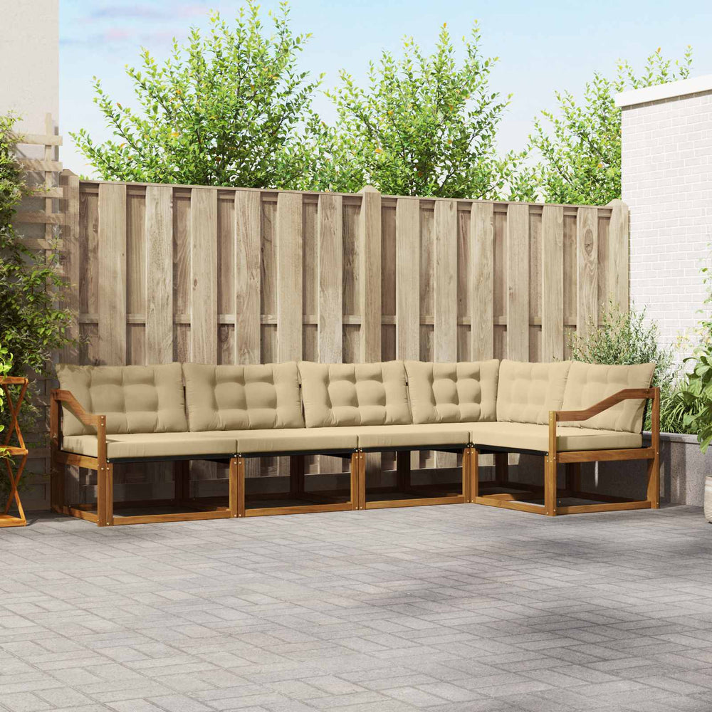 vidaXL Outdoor Sofa Set with Cushions 5 pcs Natural and Beige