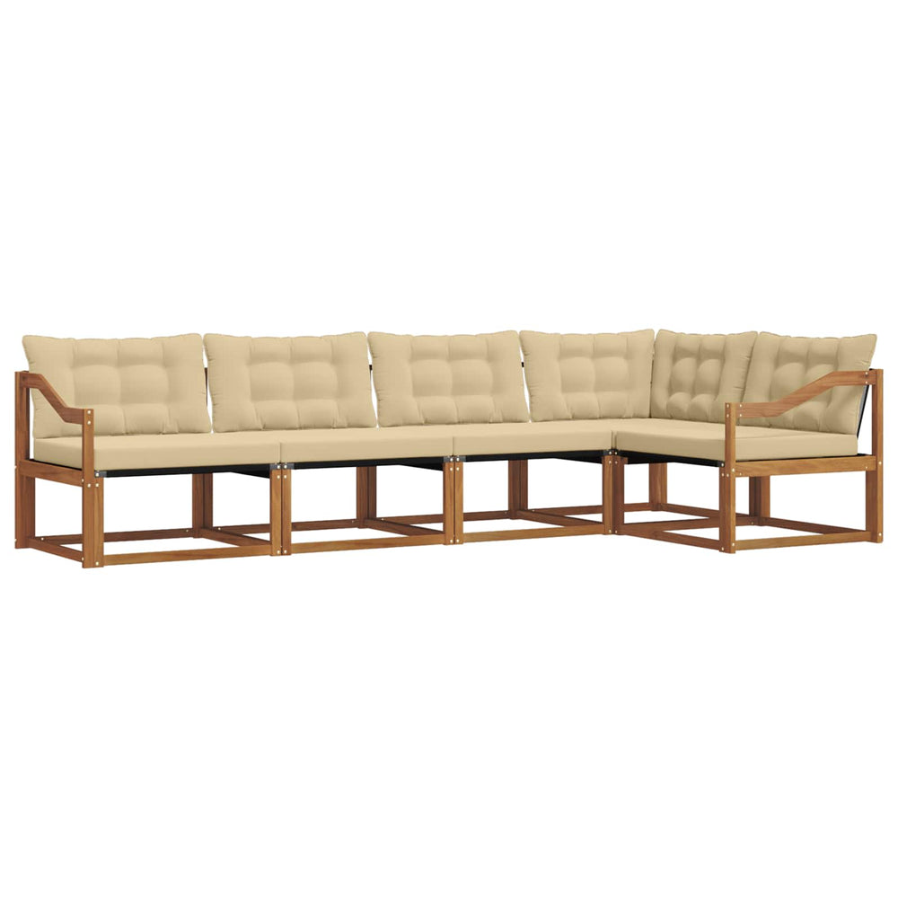 vidaXL Outdoor Sofa Set with Cushions 5 pcs Natural and Beige