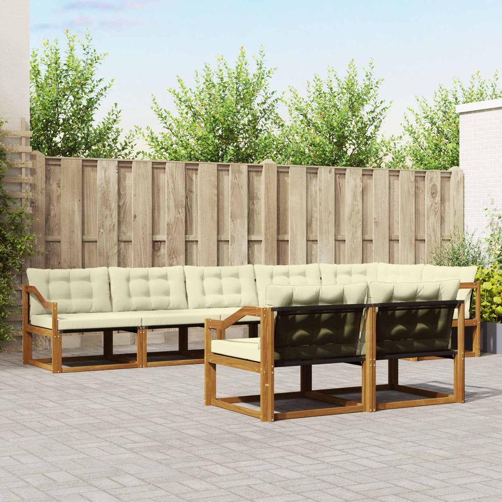 vidaXL Outdoor Sofa Set with Cushions 8 pcs Natural and Cream