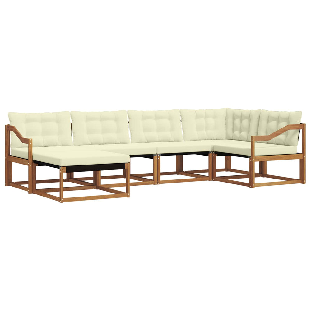 vidaXL 6-Piece Outdoor Sofa Set Natural and Cream Solid Acacia Wood