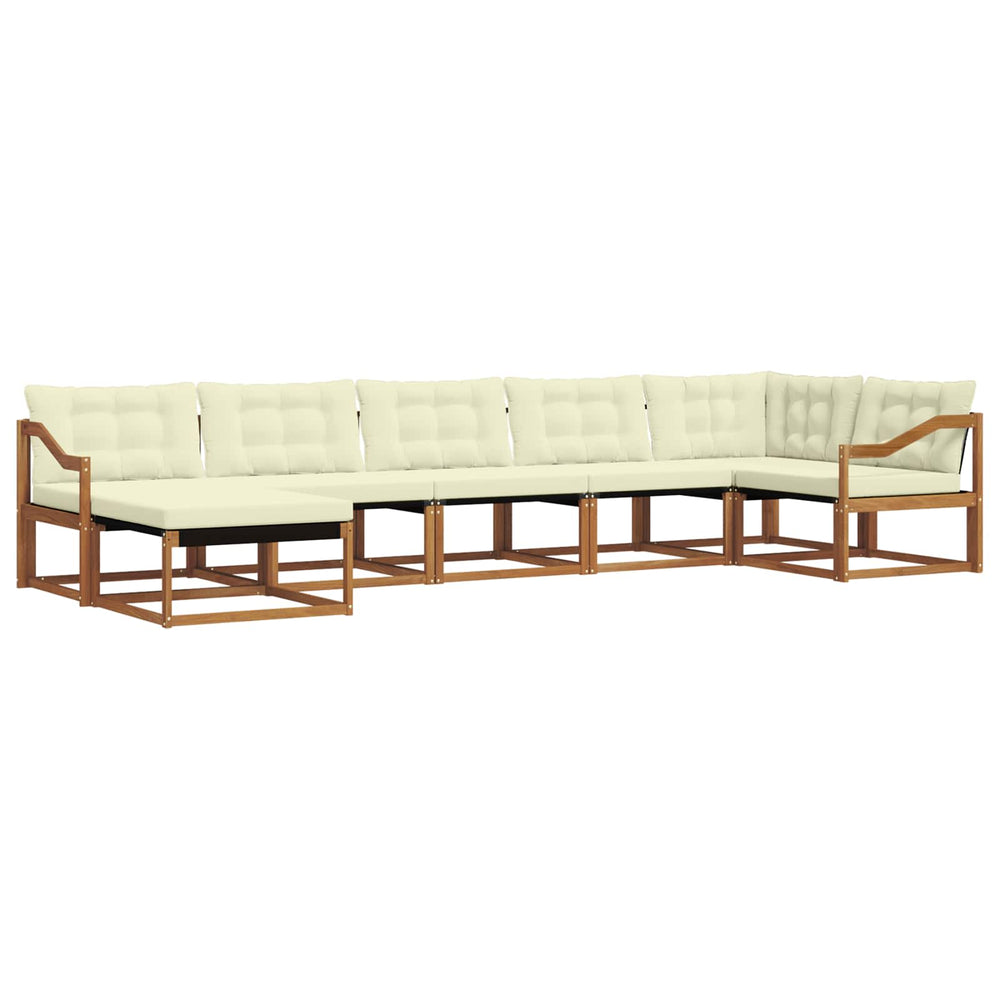 vidaXL 7-Piece Outdoor Sofa Set Natural and Cream Solid Acacia Wood