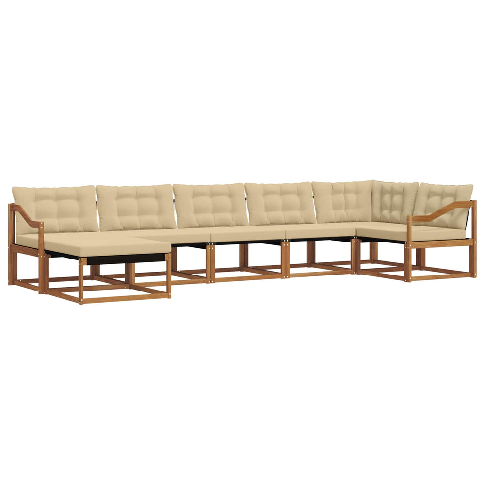 vidaXL 7-Piece Outdoor Sofa Set Natural and Beige Solid Acacia Wood