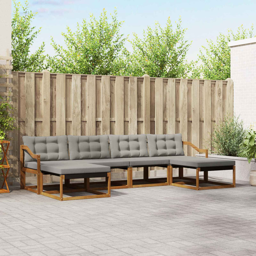 vidaXL Outdoor Sofa Set with Cushions 6 pcs Natural and Light Gray
