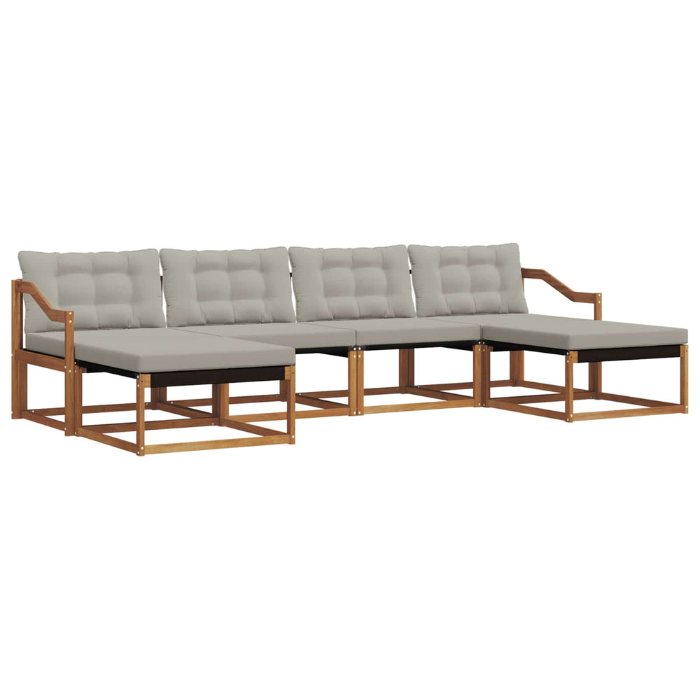 vidaXL Outdoor Sofa Set with Cushions 6 pcs Natural and Light Gray