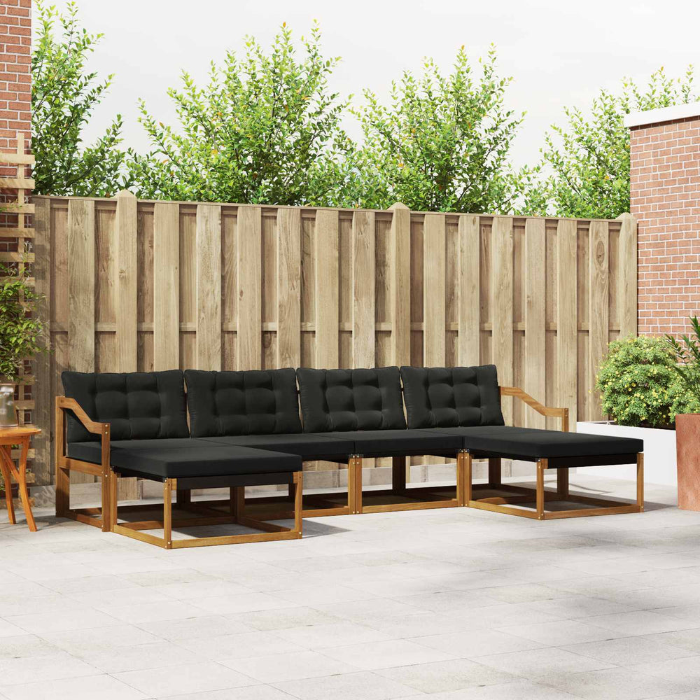 vidaXL 6-Piece Outdoor Sofa Set with Cushions Natural and Black