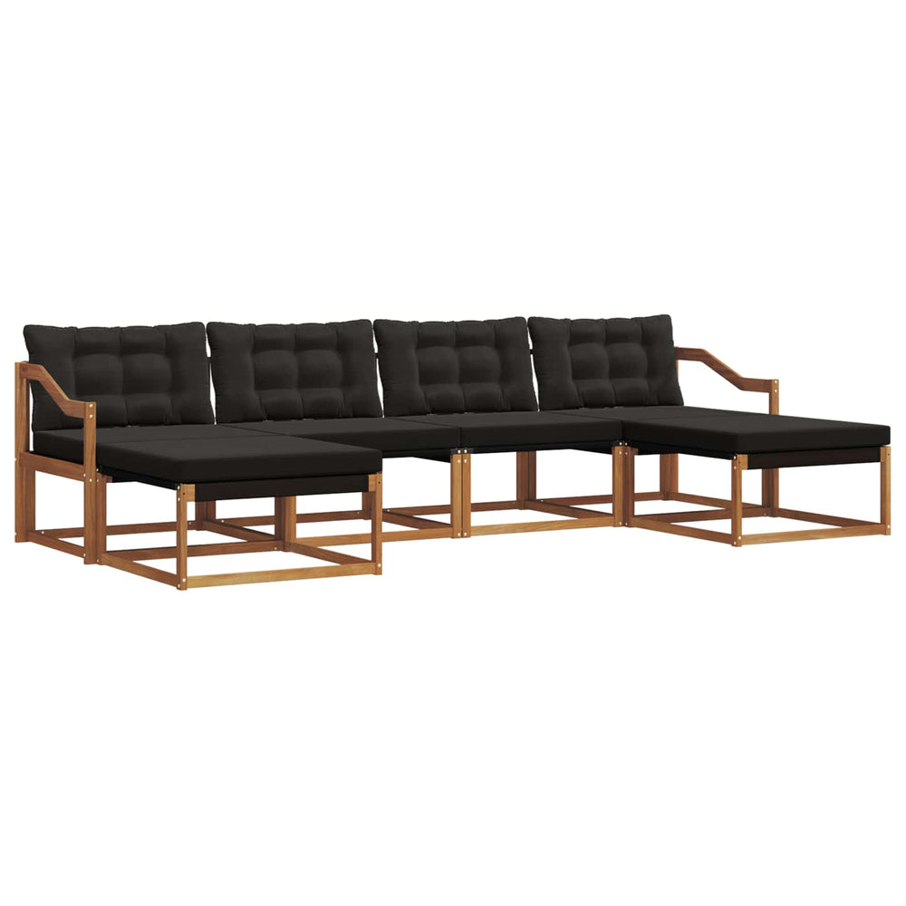vidaXL 6-Piece Outdoor Sofa Set with Cushions Natural and Black