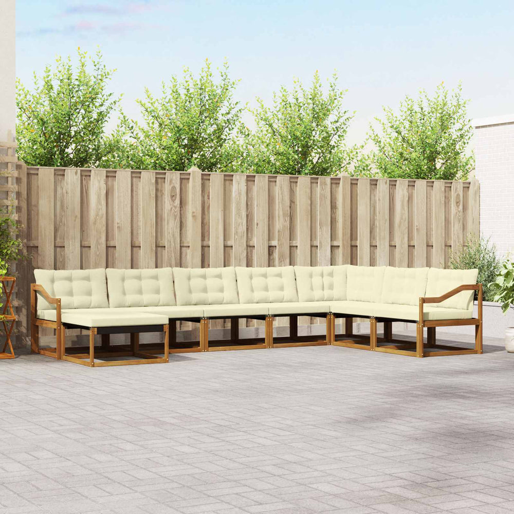 vidaXL Outdoor Sofa Set 8 pcs Natural and Cream Solid Acacia Wood