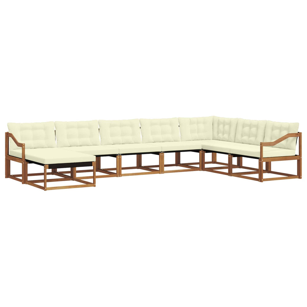 vidaXL Outdoor Sofa Set 8 pcs Natural and Cream Solid Acacia Wood