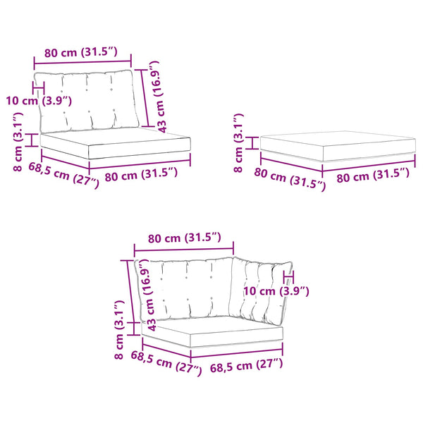 vidaXL Outdoor Sofa Set 8 pcs Natural and Cream Solid Acacia Wood