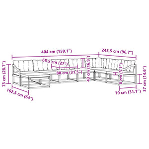 vidaXL Outdoor Sofa Set with Cushions 8 pcs Natural and Black
