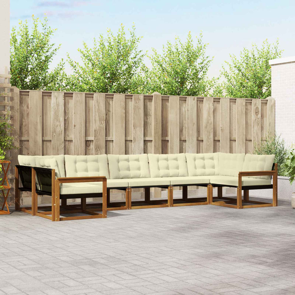 vidaXL 7-Piece Outdoor Sofa Set with Cushions Natural and Cream