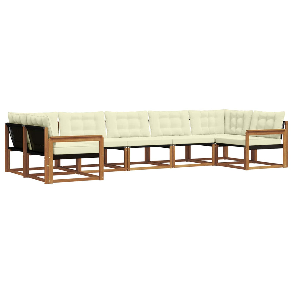 vidaXL 7-Piece Outdoor Sofa Set with Cushions Natural and Cream