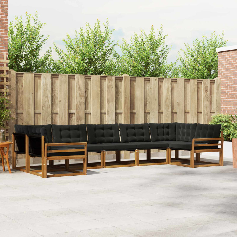 vidaXL 7-Piece Outdoor Sofa Set with Cushions Natural and Black