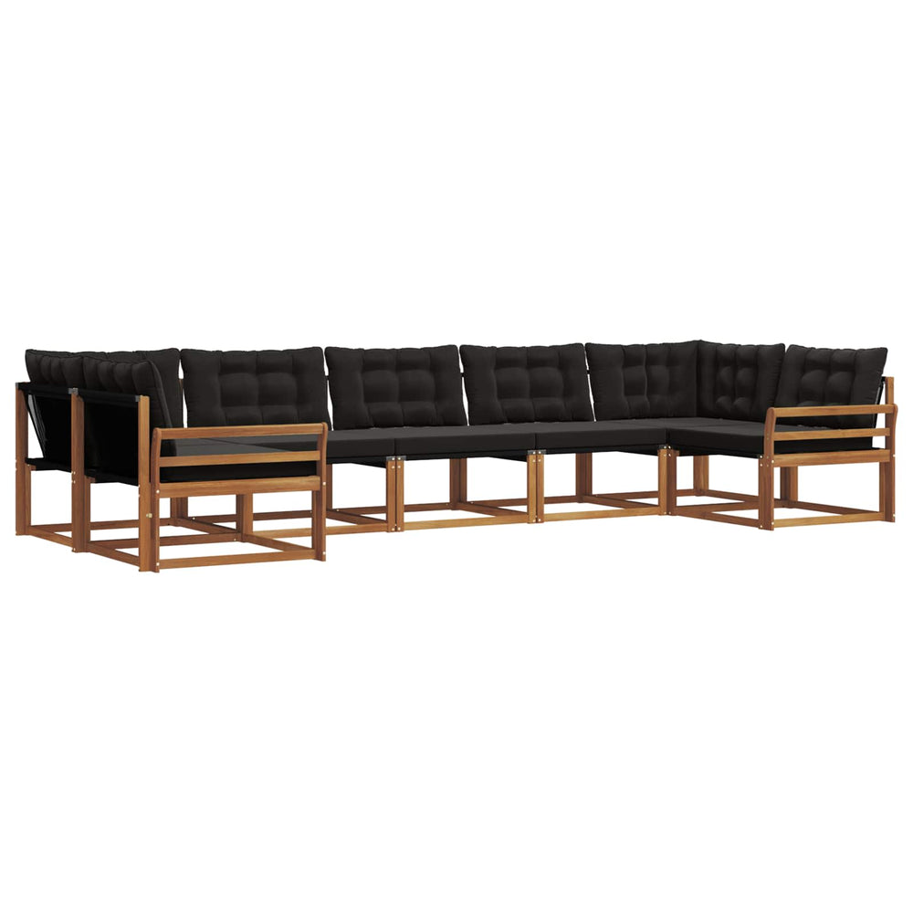 vidaXL 7-Piece Outdoor Sofa Set with Cushions Natural and Black