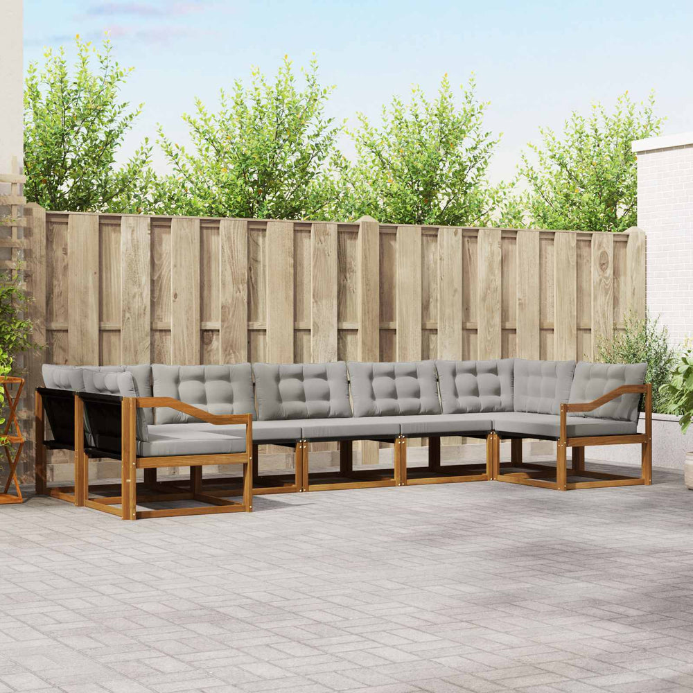 vidaXL Outdoor Sofa Set with Cushions 7 pcs Natural and Light Gray