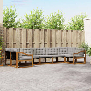 vidaXL Outdoor Sofa Set with Cushions 7 pcs Natural and Light Gray