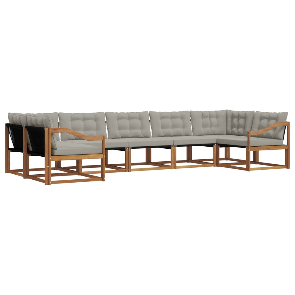 vidaXL Outdoor Sofa Set with Cushions 7 pcs Natural and Light Gray