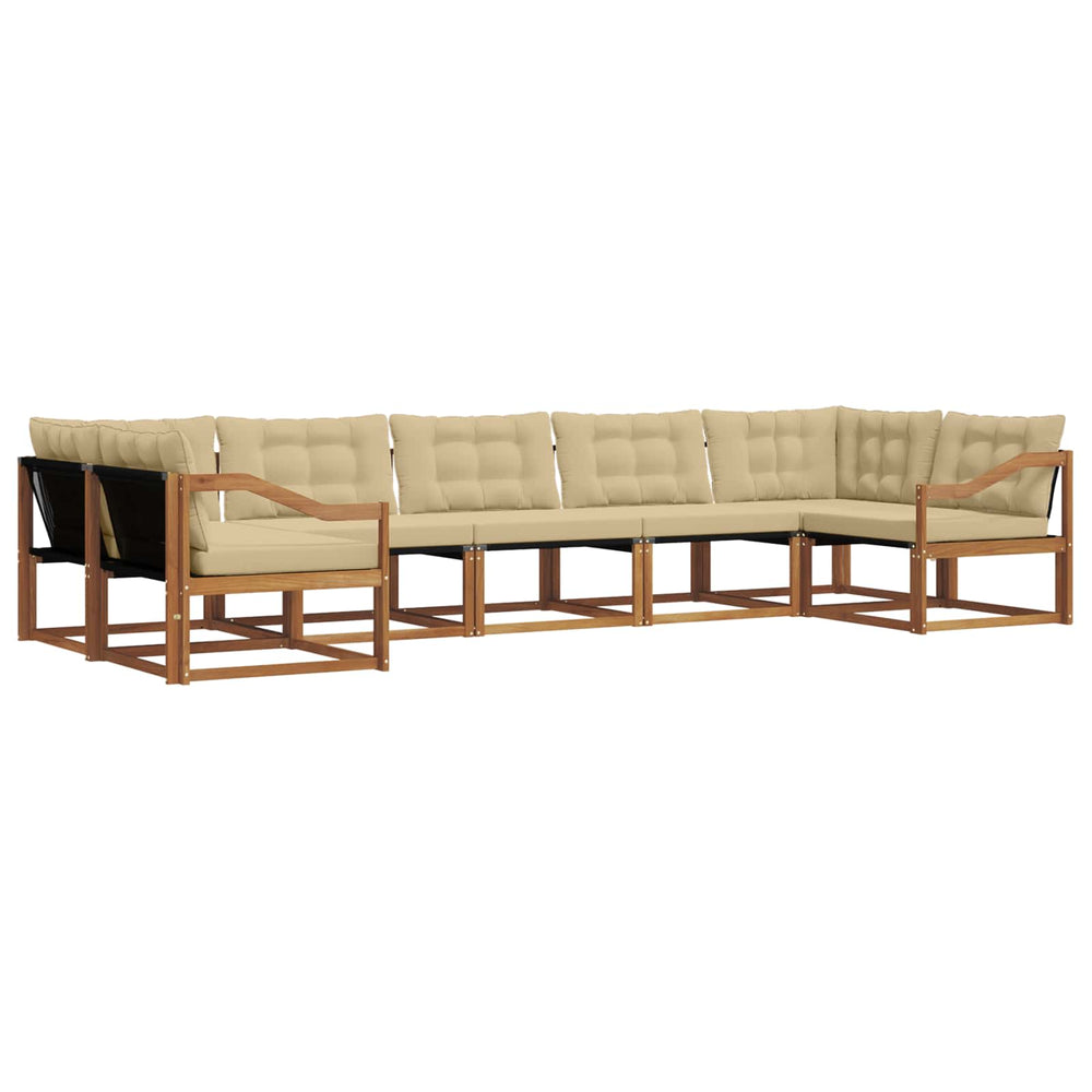 vidaXL 7-Piece Outdoor Sofa Set with Cushions Natural and Beige