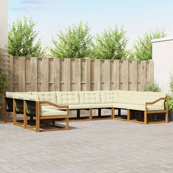 vidaXL Outdoor Sofa Set with Cushions 9 pcs Natural and Cream