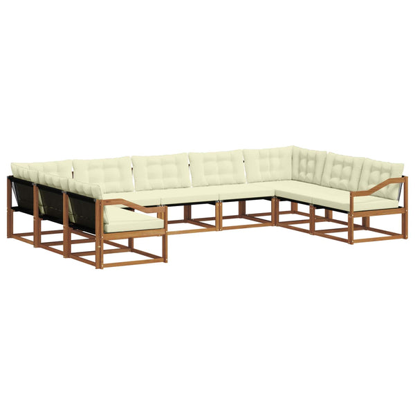 vidaXL Outdoor Sofa Set with Cushions 9 pcs Natural and Cream