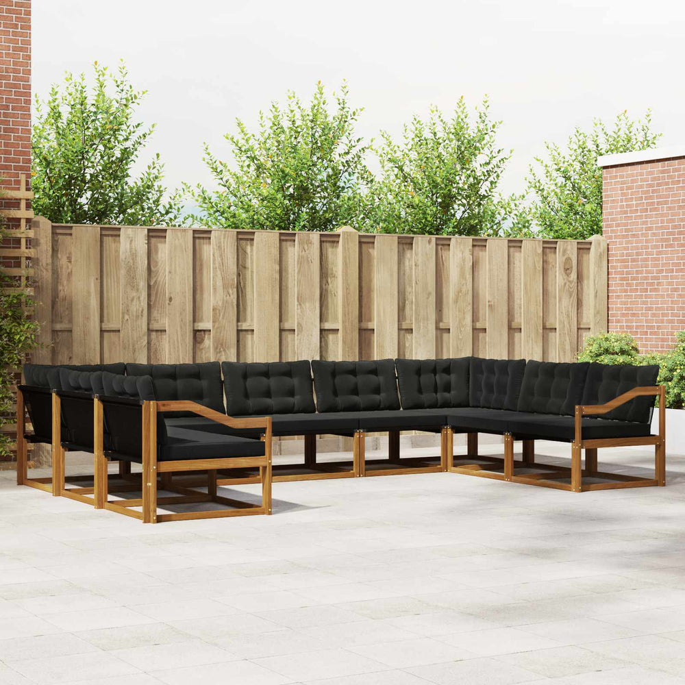 vidaXL 9-piece Outdoor Sofa Set with Cushions Natural and Black
