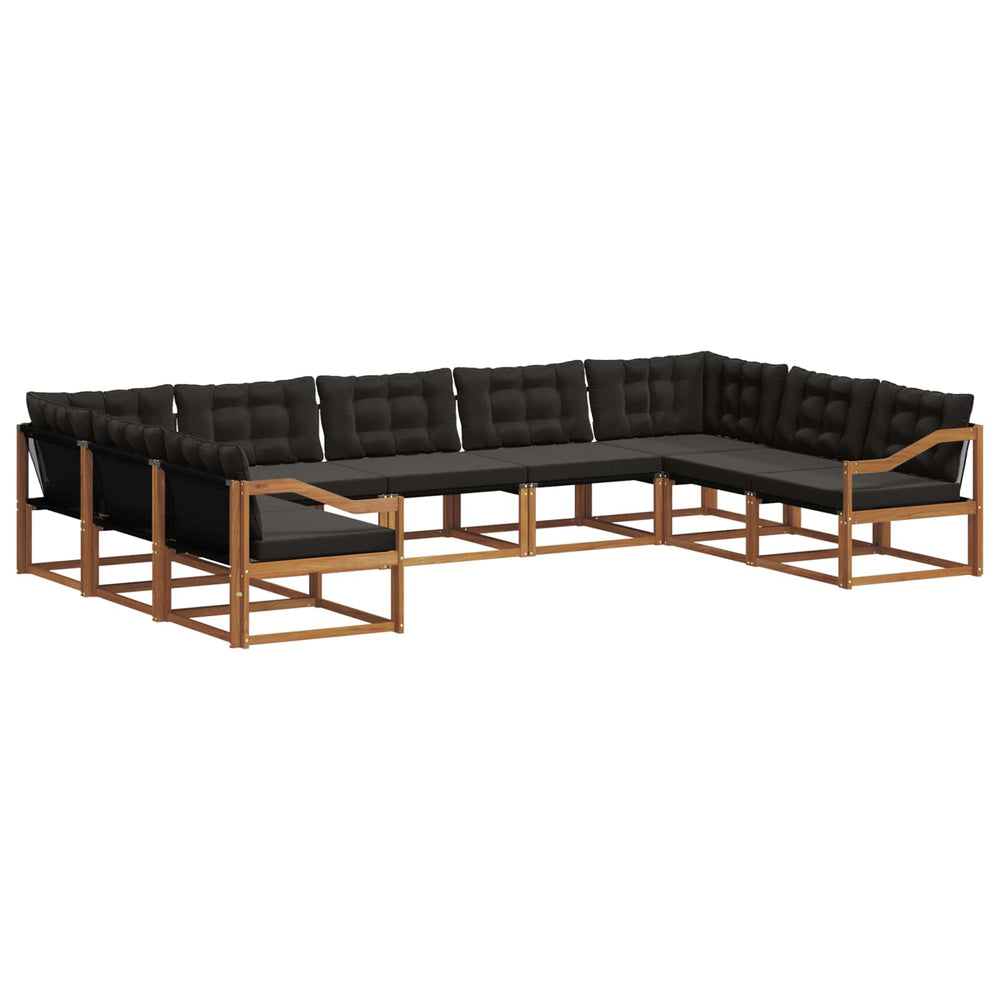 vidaXL 9-piece Outdoor Sofa Set with Cushions Natural and Black