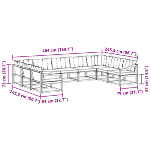 vidaXL 9-piece Outdoor Sofa Set with Cushions Natural and Black