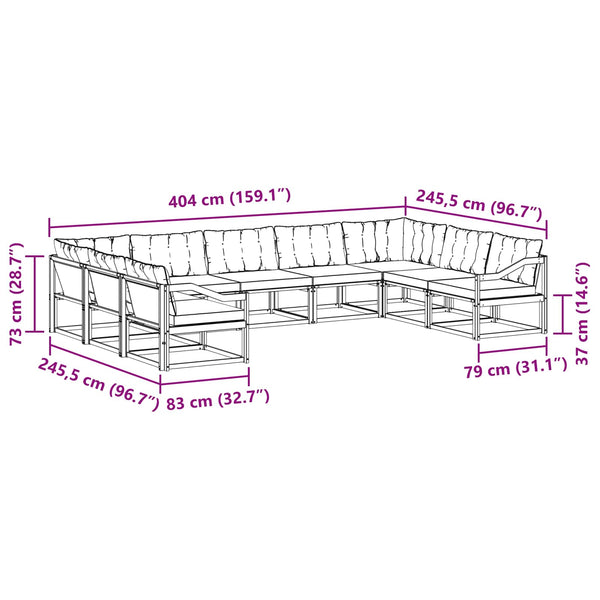 vidaXL 9-piece Outdoor Sofa Set with Cushions Natural and Black