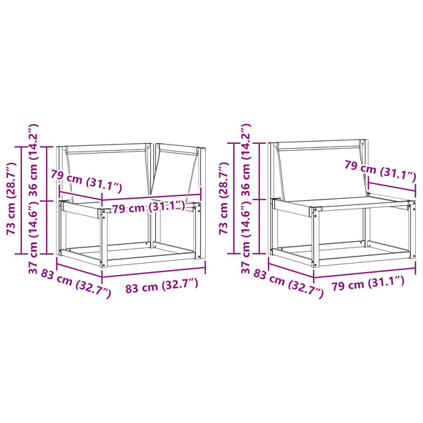 vidaXL 9-piece Outdoor Sofa Set with Cushions Natural and Black