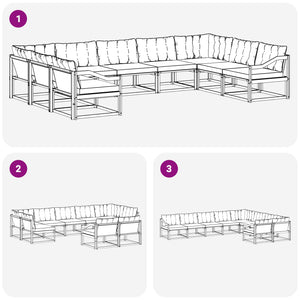 vidaXL 9-piece Outdoor Sofa Set with Cushions Natural and Black