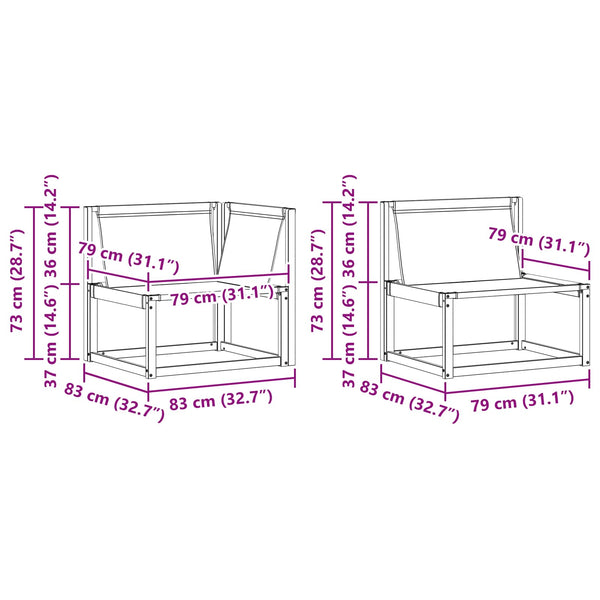 vidaXL 11-Piece Outdoor Sofa Set with Cushions Natural and Cream