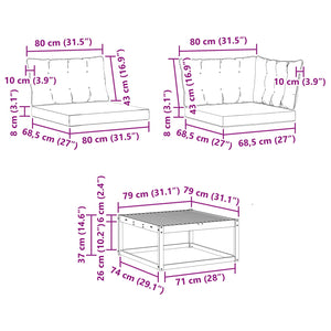 vidaXL 11-Piece Outdoor Sofa Set with Cushions Natural and Cream