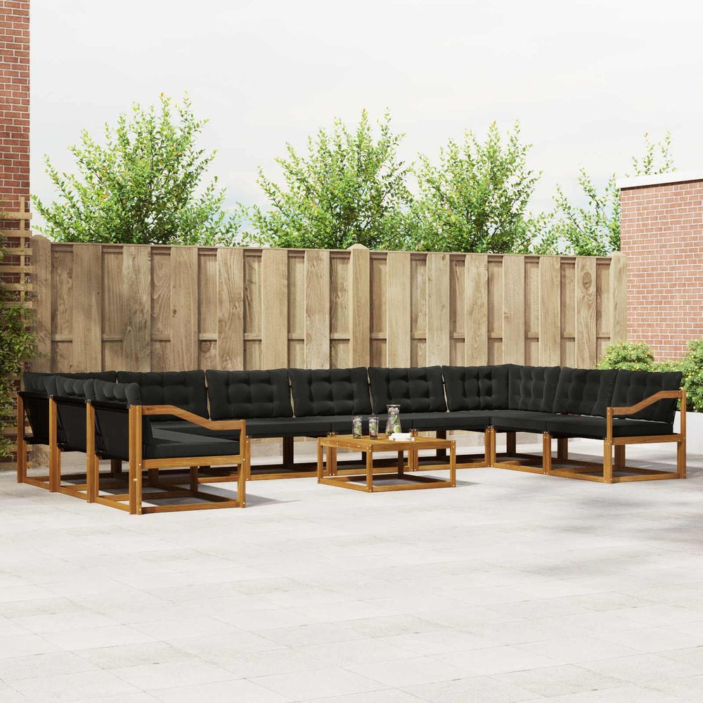 vidaXL Outdoor Sofa Set with Cushions 11 pcs Natural and Black