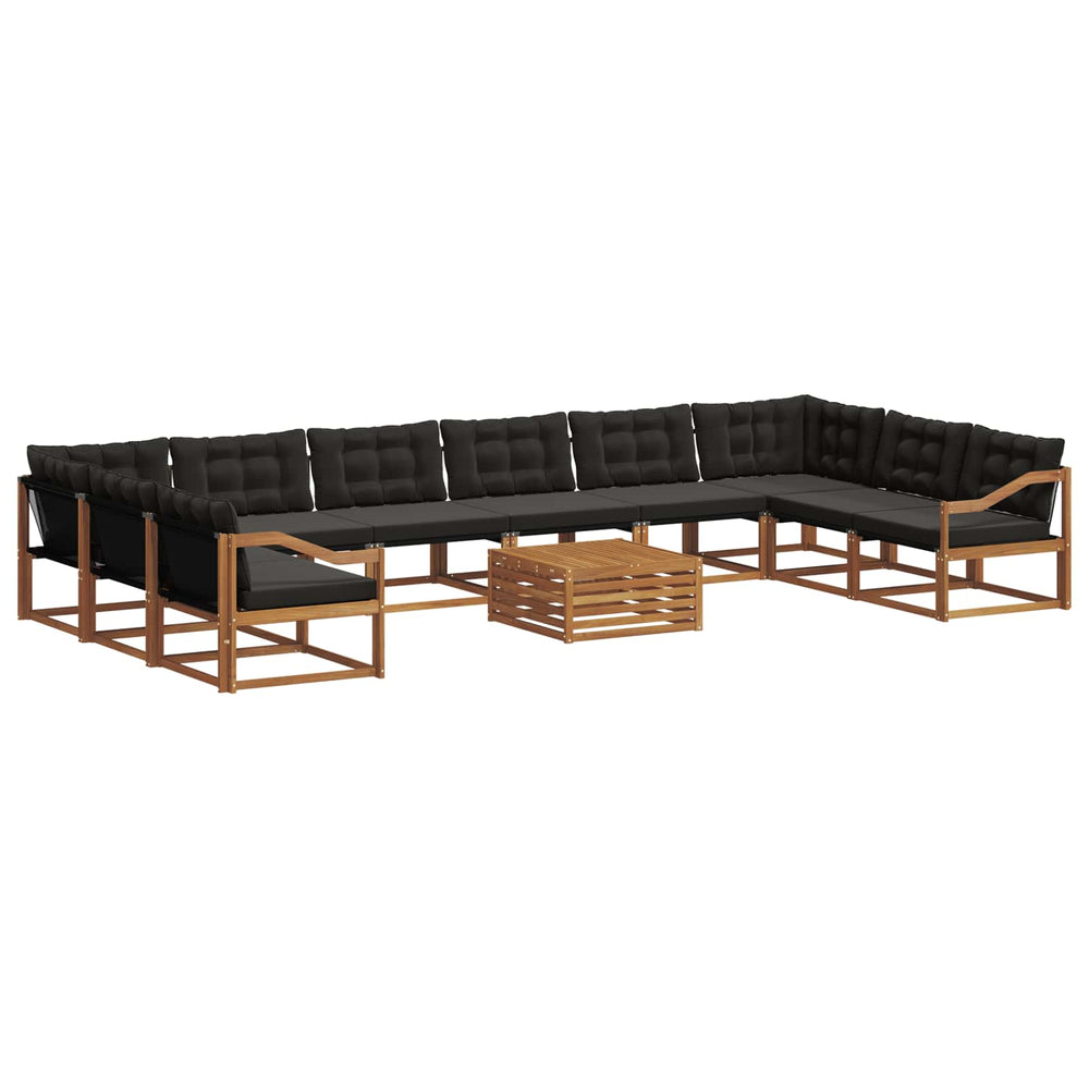 vidaXL Outdoor Sofa Set with Cushions 11 pcs Natural and Black