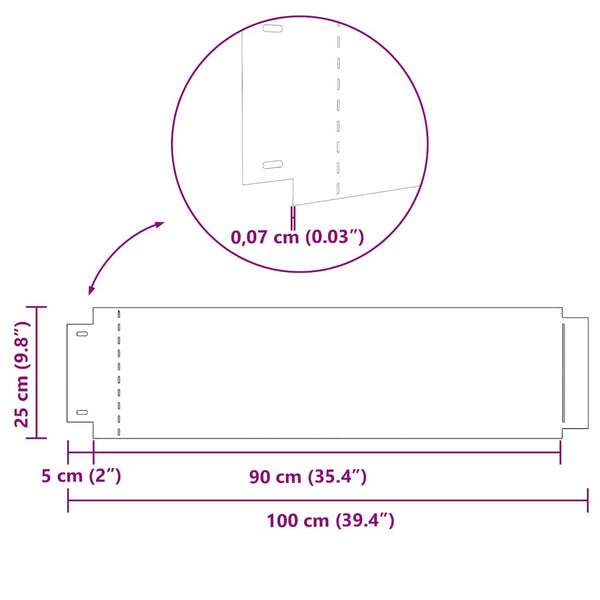 vidaXL Garden Edging 30 pcs Silver 100 x 25 x 0.07 cm Galvanised Steel