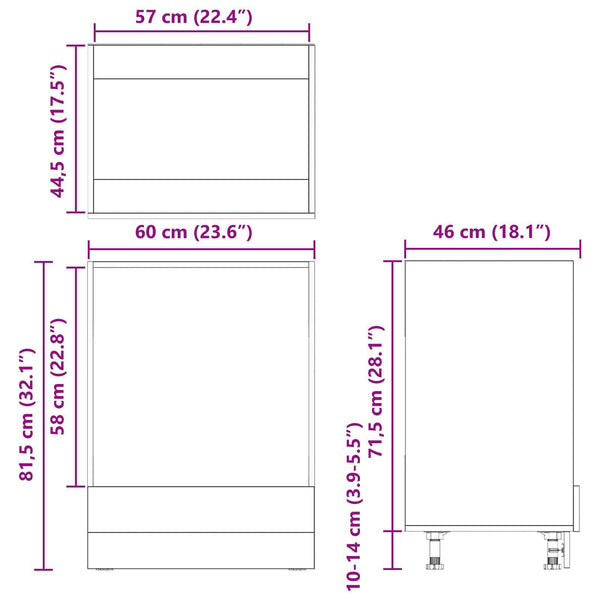 vidaXL Wall-Mounted Cabinet Black Oak Look 60 x 46 x 81.5 cm