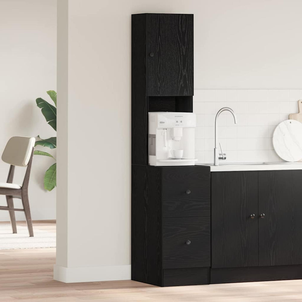 vidaXL Kitchen Sideboard with Shelf Black Oak Look 32 x 50 x 180 cm
