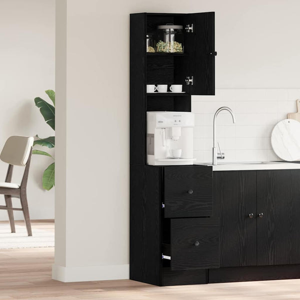 vidaXL Kitchen Sideboard with Shelf Black Oak Look 32 x 50 x 180 cm