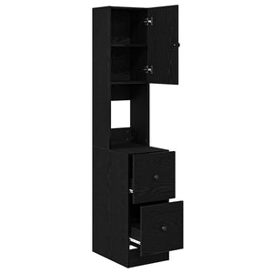 vidaXL Kitchen Sideboard with Shelf Black Oak Look 32 x 50 x 180 cm