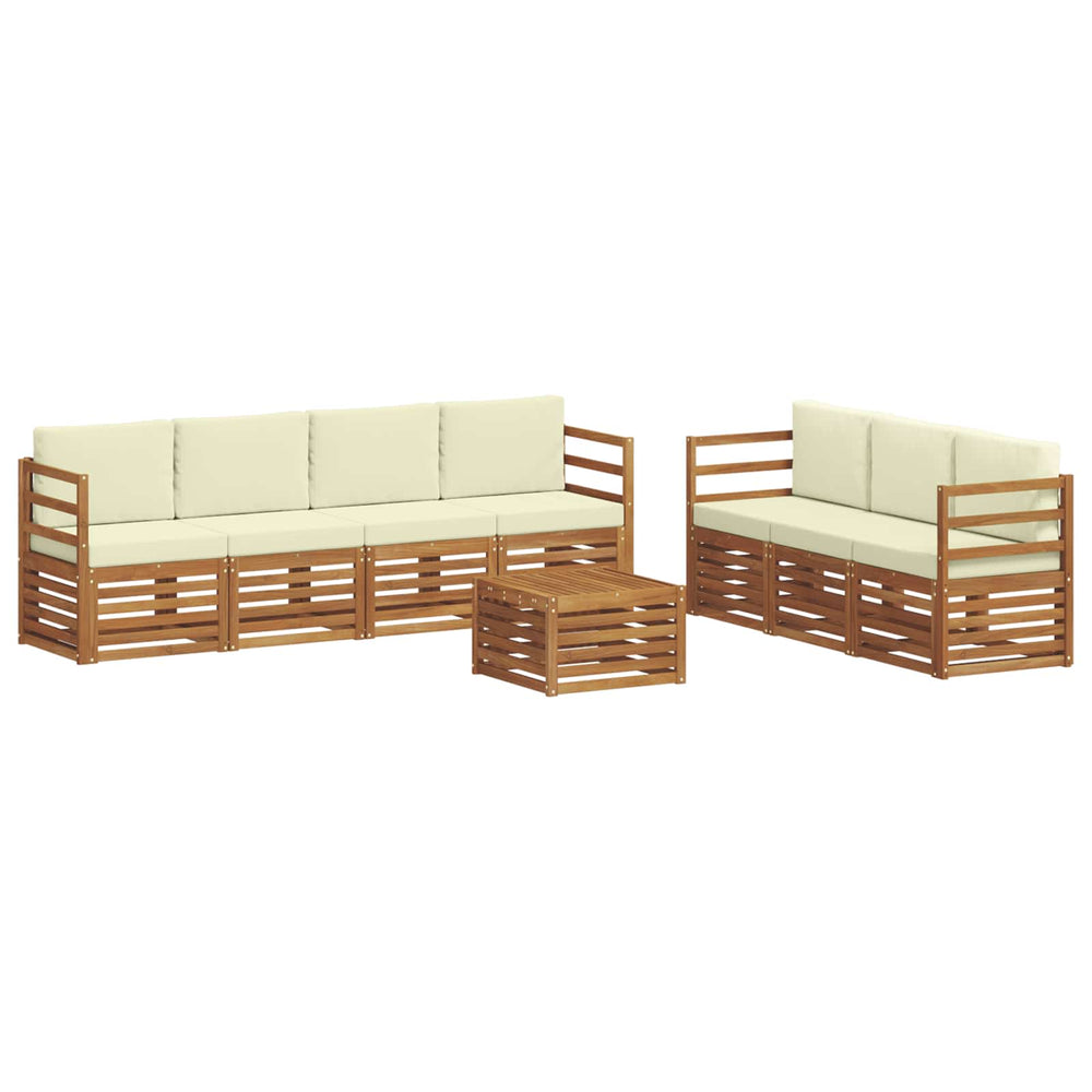 8-teilige Sofagarnitur Akazie Natur Creme