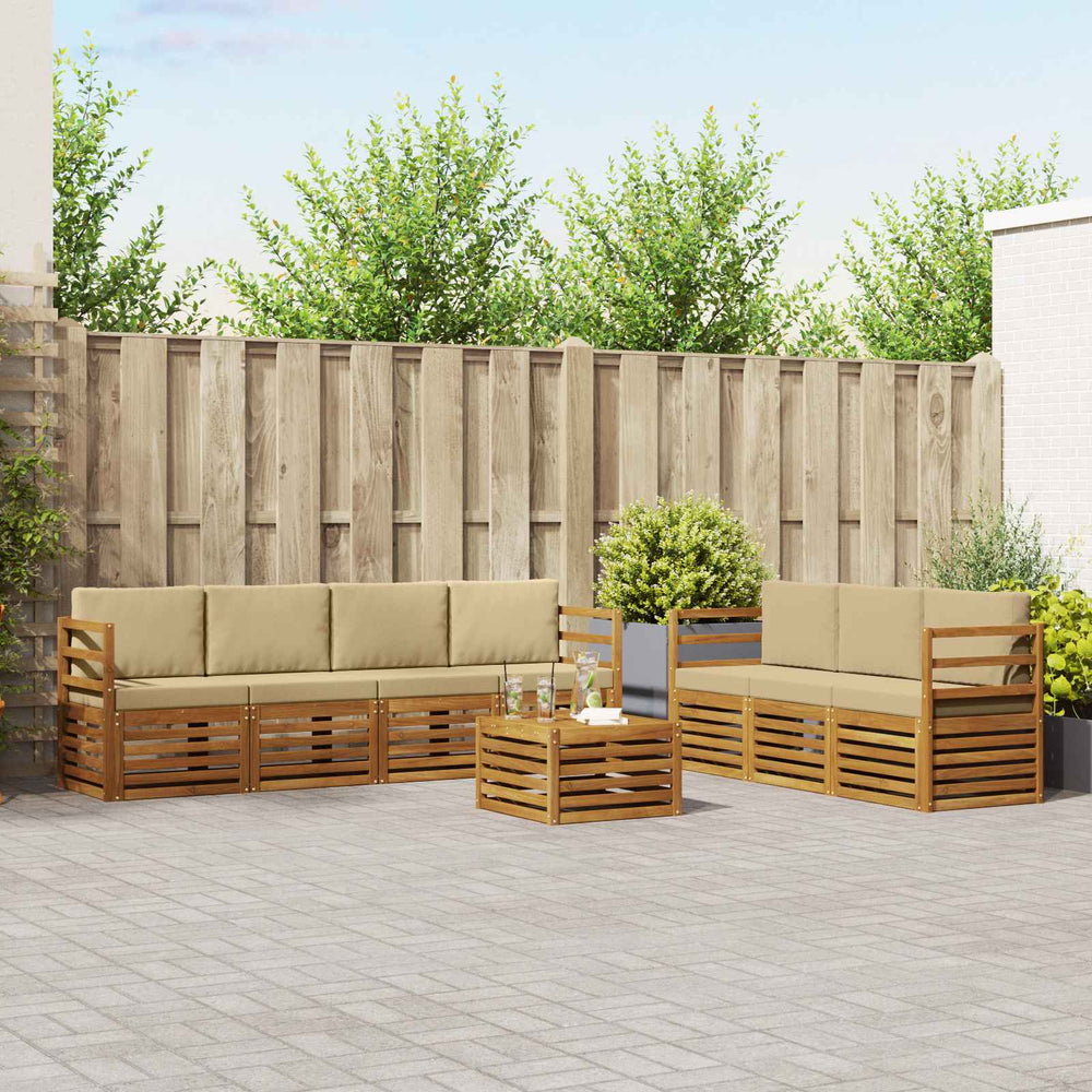 8-teilige Sofagarnitur Akazie Natur Beige
