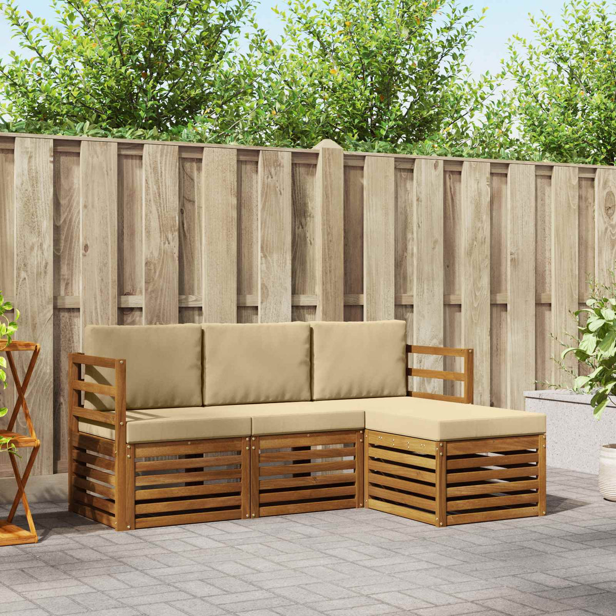 4-teilige Outdoor Sofagarnitur Akazie